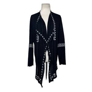 Haute Project Los Angeles black white embroidered asymmetrical cardigan size M